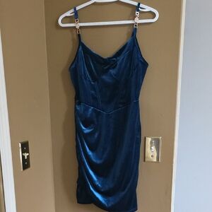Chic Teal Velvet Mini Dress